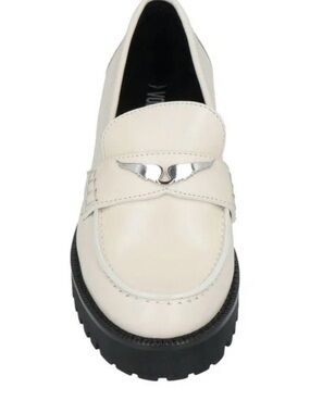 Zadig & Voltaire Cream Leather Platform Moccasins with Silver Accent